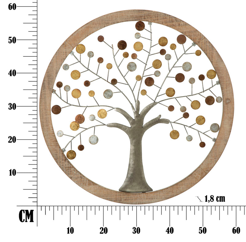 Pannello da Muro Albero della Vita Mirror Ø61x1,8 cm in Ferro e MDF Oro e Naturale-8