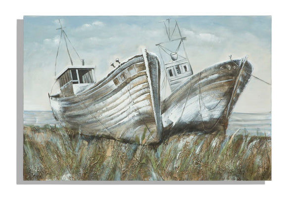 sconto Auf Leinwand gemalt Boote 120x3,7x80 cm in Aluminium Kunststoff und Leinwand