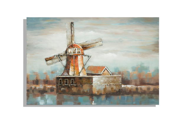 Gemalt auf Leinwand Windmühle 120x3,7x80 cm in Aluminium Kunststoff und Leinwand prezzo
