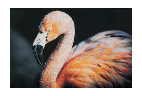 sconto Druck auf Leinwand mit Flamingo-Applikationen 120x3,8x80 cm in Holz und Leinwand