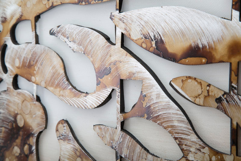 Dipinto Alluminio Albero 120x3,8x60 cm in Legno di Pino Metallo e Canvas-4