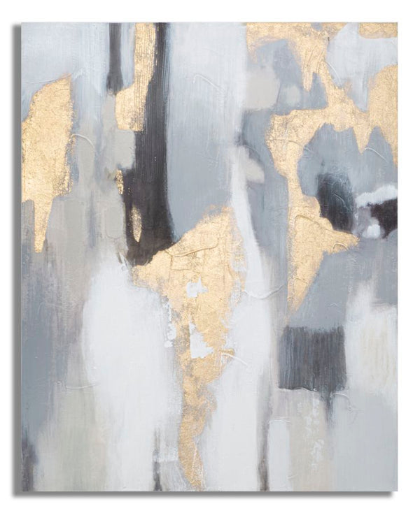 prezzo Gemalt auf grau/goldener Leinwand 80x2,8x100 cm in Kiefernholz und mehrfarbiger Leinwand