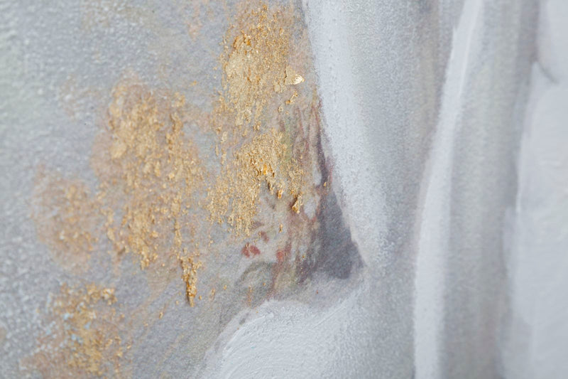 Dipinto su Tela Bianco/Oro Flower 140x3,7x70 cm in Legno di Pino e Canvas Multicolor-4