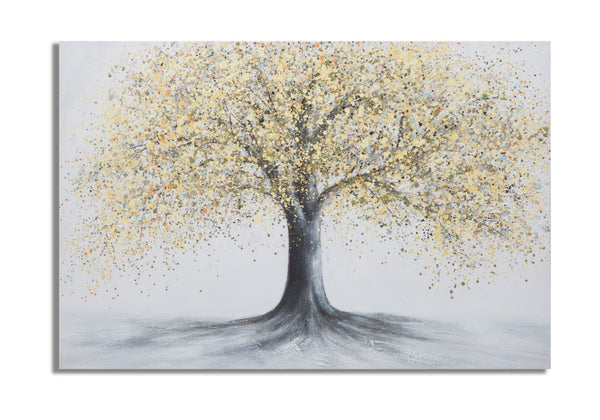 sconto Malerei auf Leinwand Baum Einfach 120x3,8x80 cm in Kiefernholz und mehrfarbiger Leinwand