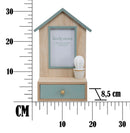 Cornice Cactus con Cassetto 20,5x8,5x31 cm MDF e Vetro Grigio-8