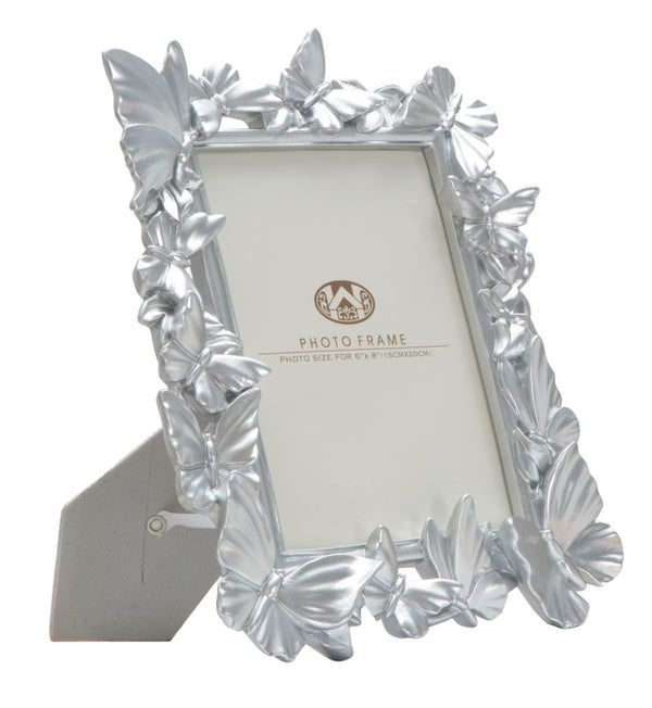 acquista Schmetterlingsrahmen 24,5x4x30,5 cm aus Polyresin und Silberglas