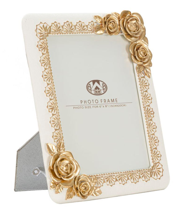 online Rose Twat Rahmen 21 x 2 x 26 cm aus cremefarbenem und goldenem Polyresin und Glas