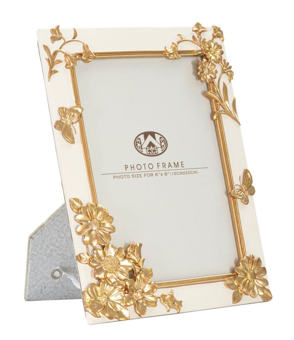 Bündiger Rahmen 20x2x25 cm aus cremefarbenem und goldenem Polyresin und Glas online