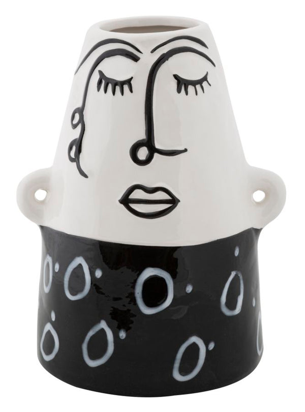 online Thinking Face Vase 16,2x13,3x21 cm aus schwarzem und weißem Porzellan