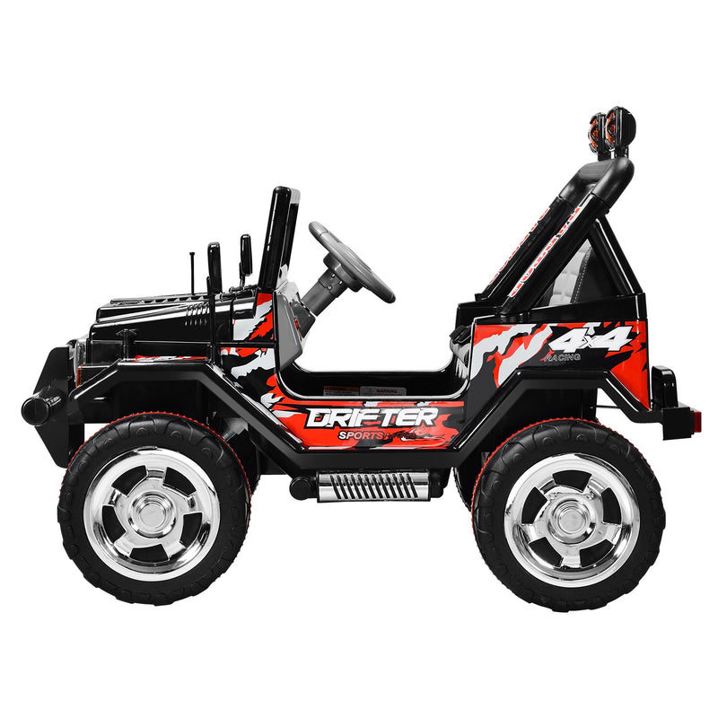 Macchina Elettrica per Bambini 12V 2 Posti Happy Kids Fuoristrada Nera-9