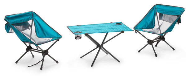 Camping Set Tisch und 2 Klappstühle aus Stahl und grünem Polyester acquista