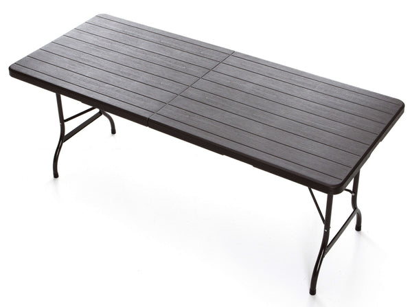 Klappbarer Gartentisch 180 x 75 x 72 cm aus Eisen Taddei Plastik Holz Dunkelbraun prezzo