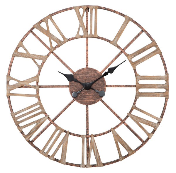 sconto Wanduhr Plus Ø71,5x4 cm aus Eisen und braunem MDF