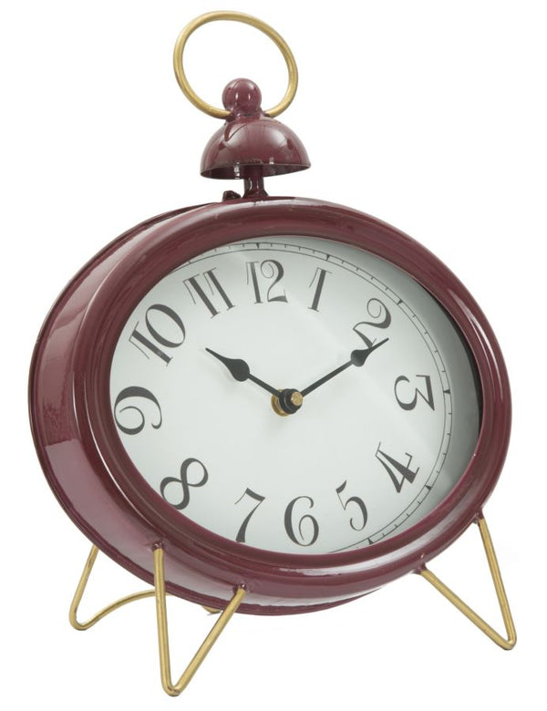Glam Uhr 28,5 x 5,5 x 33,5 cm in Eisen und Bordeaux und Goldglas online