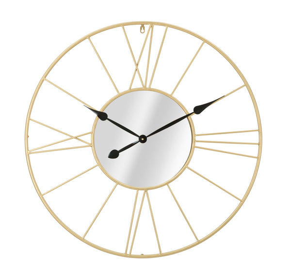 Uhr/Spiegel Glam Stick Ø80x6 cm in Gold und schwarzem Eisen prezzo