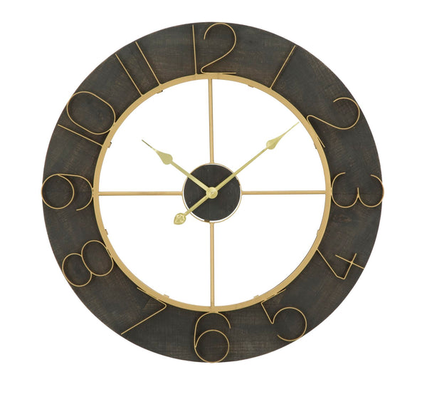 prezzo Dark Glam Wanduhr Ø70x5 cm in Eisen und MDF Schwarz und Gold