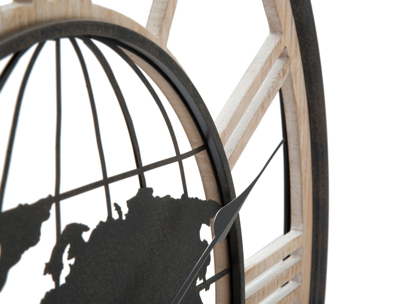 Orologio da Muro World Dark Ø70x5 cm in Ferro e MDF-3
