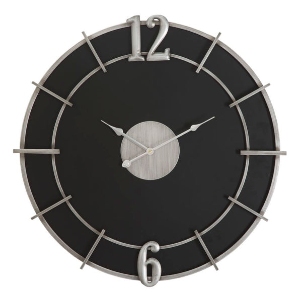 online Glam Silver Clock Ø60x4,5 cm in Eisen und Silber und schwarzem MDF