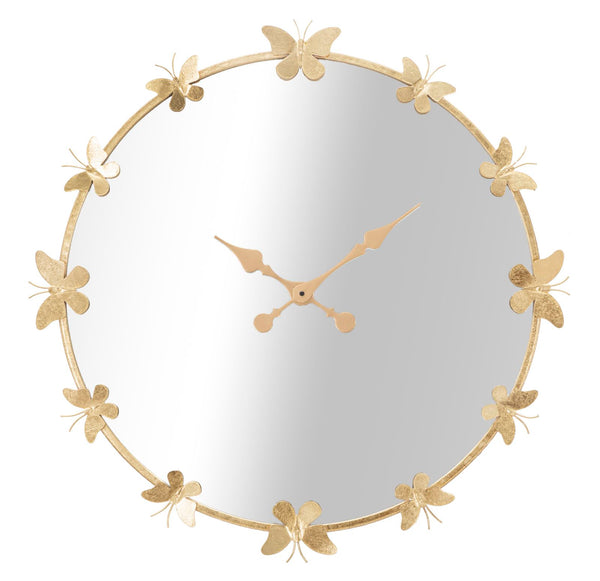 Glam Butterfly Clock Ø75x4,5 Spiegel Ø64 cm in Iron Gold prezzo