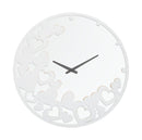 Orologio Bianco Heart Ø55x4 cm in Ferro MDF e Specchio Bianco-1