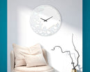 Orologio Bianco Heart Ø55x4 cm in Ferro MDF e Specchio Bianco-5
