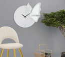 Orologio Glam Farfalla Bianco 66x4,5x64 cm in Ferro MDF e Specchio Bianco-5