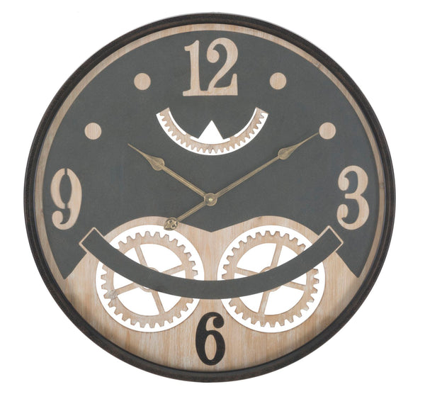 Uhr xxx Ø67x6,5 cm aus MDF-Eisen und schwarzem und braunem Glas online