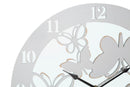 Orologio da Muro Bianco Butterfly Ø55x4,5 cm in Ferro MDF e Specchio Bianco-2