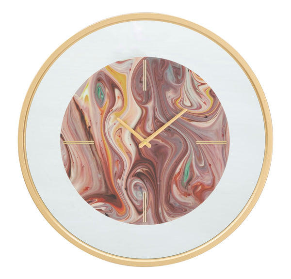 Spiegelmix-Wanduhr Ø60x5 cm aus MDF-Eisen und mehrfarbigem Glas prezzo