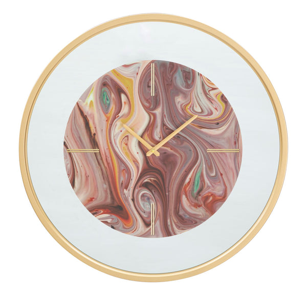 sconto Spiegelmix-Wanduhr Ø60x5 cm aus MDF-Eisen und mehrfarbigem Glas