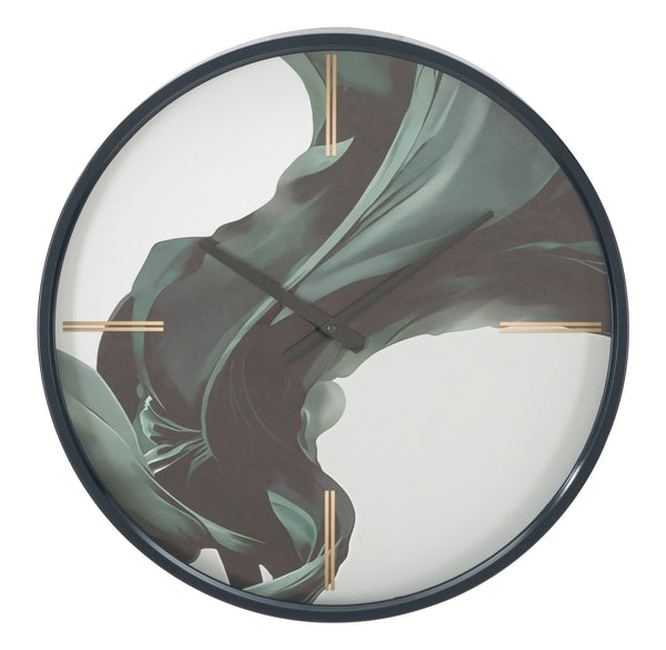 Grüne Wanduhr 50x5,5 cm aus MDF-Eisen und grünem Glas sconto