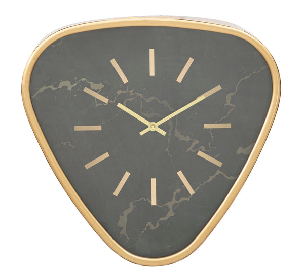 Dreieckige Wanduhr 40x6x38 cm aus MDF-Eisen und Gold- und Schwarzglas online