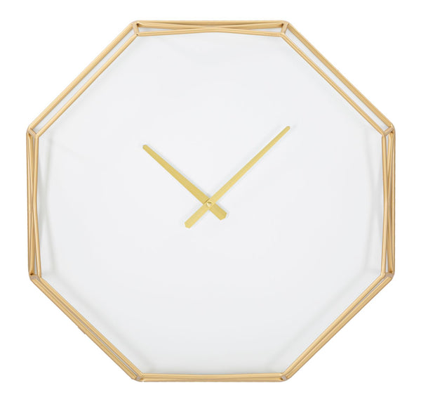 Oroy achteckige Wanduhr 56x6,5x56 cm aus Eisen und goldenem Kunststoff acquista