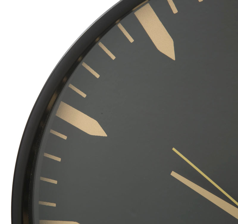 Orologio da Muro Glam Elegant Ø40x6 cm in Ferro MDF e Vetro Oro e Nero-3