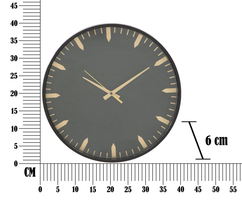 Orologio da Muro Glam Elegant Ø40x6 cm in Ferro MDF e Vetro Oro e Nero-6