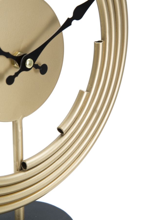 Orologio da Tavolo Moon 25x10x30 cm in Ferro Oro e Nero-4