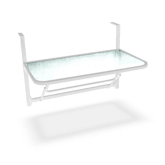 Klappbarer Balkon-Konsolentisch aus Eisen mit weißer Taddei-Balkonglasplatte online