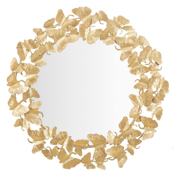 online Runder Leaves Spiegel Ø87x2,5 cm aus MDF in Eisen und Gold