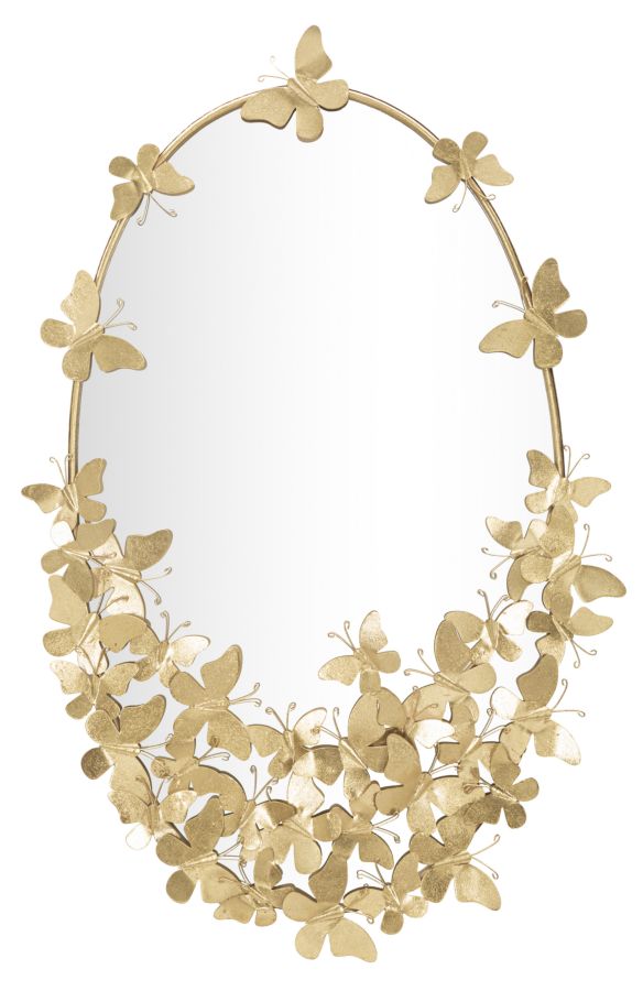 online Glam Oval Butterfly Spiegel 59 x 3 x 89,5 Spiegelgröße 46 x 78 cm in goldenem Eisen