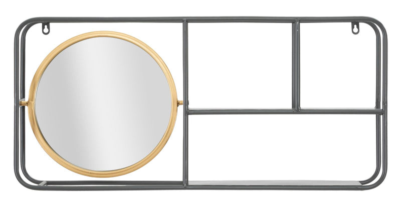Specchio Circle con Mensole Industry 74,5x12x35 cm in Ferro-1