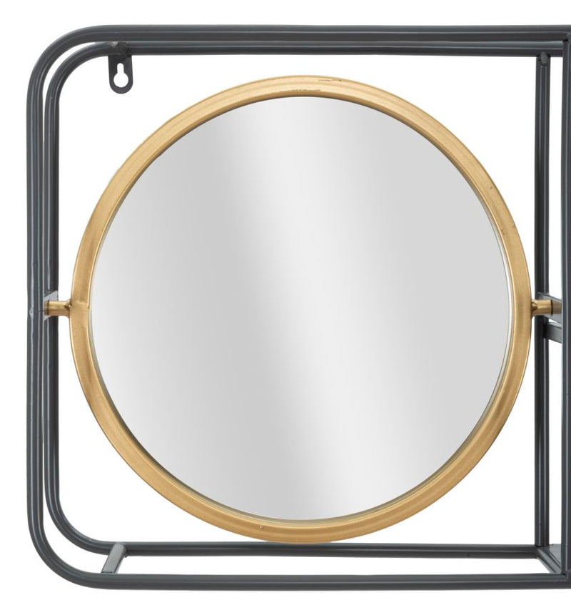 Specchio Circle con Mensole Industry 74,5x12x35 cm in Ferro-2