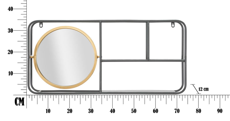 Specchio Circle con Mensole Industry 74,5x12x35 cm in Ferro-6