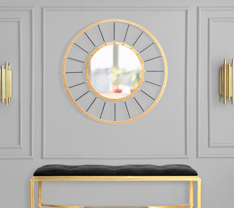 Specchio da Muro Glam Dark Ø81x6,5 Misura Specchio Ø41,5 cm in Ferro Oro e Nero-6