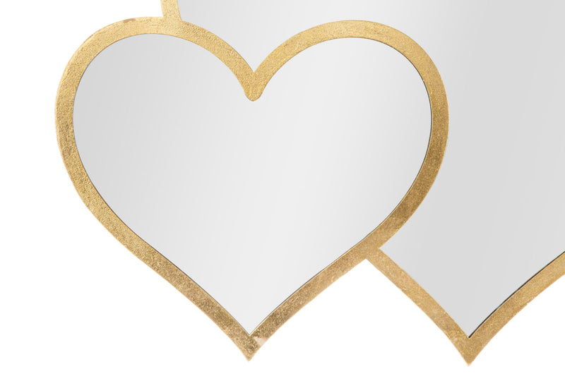Specchio Glam Double Heart 65x2x50 cm in Ferro Specchio e MDF Oro-2