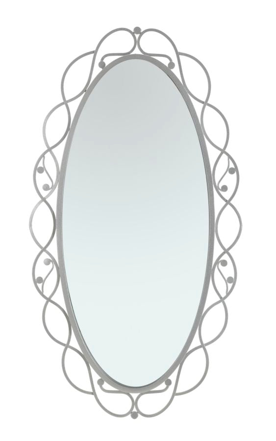 Silberner ovaler Spiegel 60x2,5x110 cm aus Eisen und silbernem MDF acquista