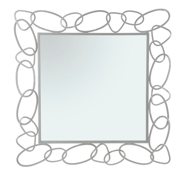 online Silberner Kettenspiegel 84x2x84 cm aus Eisen und silbernem MDF