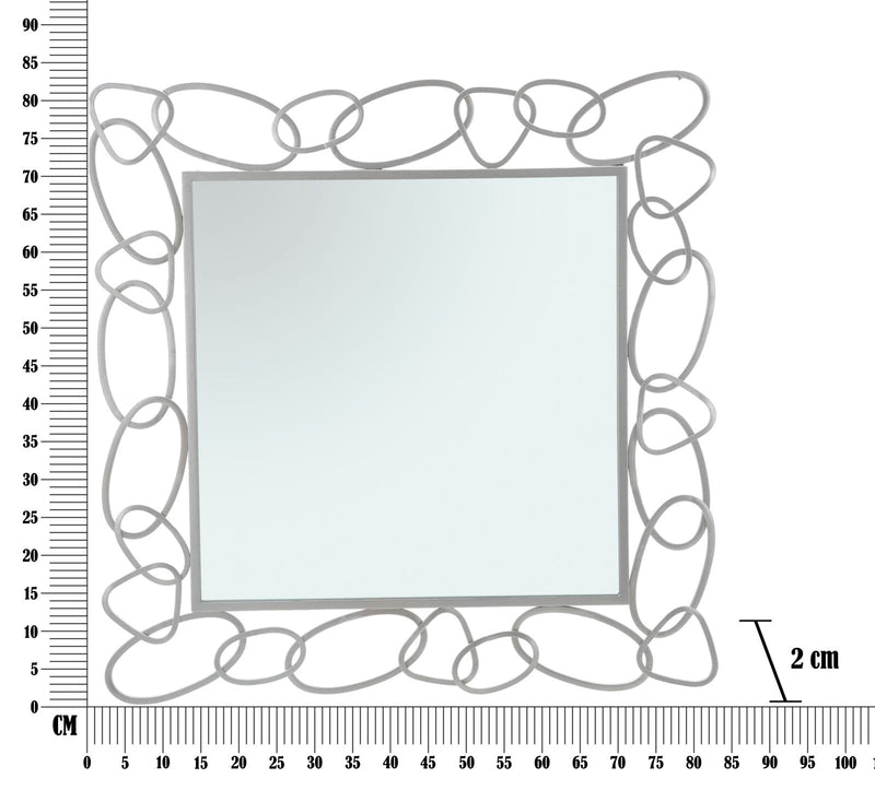 Specchio Chain Argento 84x2x84 cm in Ferro e MDF Argento-6