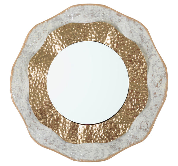 Shai Light Ø54,5x4,5 cm Wandspiegel aus Eisen und Gold und cremefarbenem MDF online