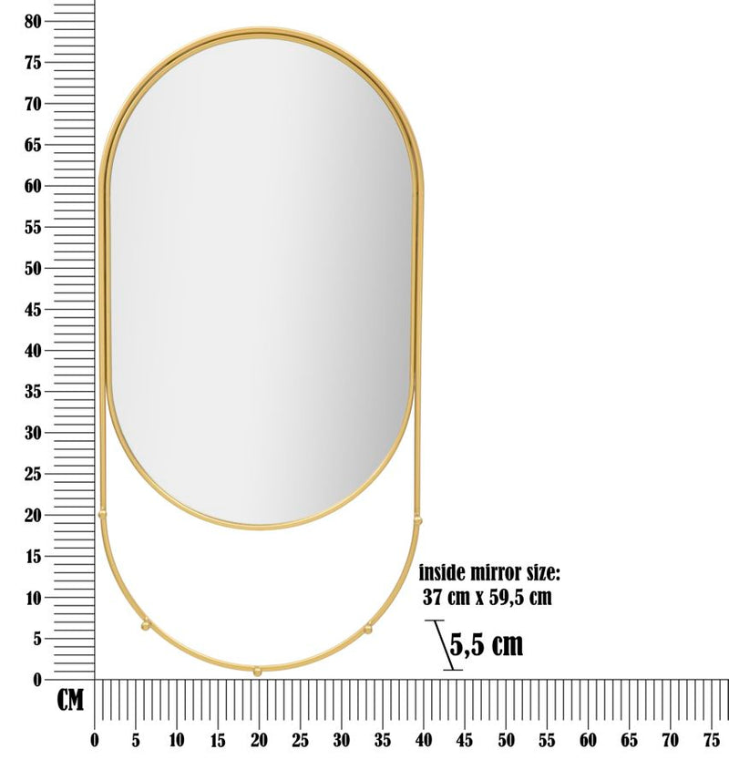 Specchio da Muro Appendi Abiti 40x5,5x79,5 cm in Ferro e MDF Oro-5