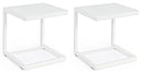 Set 2 Tavolini da Salotto 40x40x45 cm in Alluminio Konnor Bianco-1